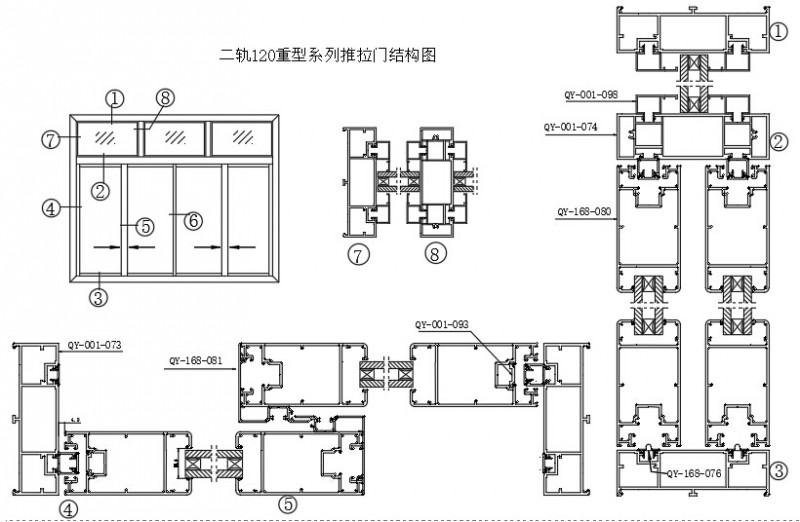 二軌120重型系列推拉門結(jié)構(gòu)圖-1